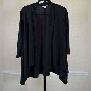 Women’s Black Open Front Cardigan Drape Lightweight Stretch Chic Versatile Small